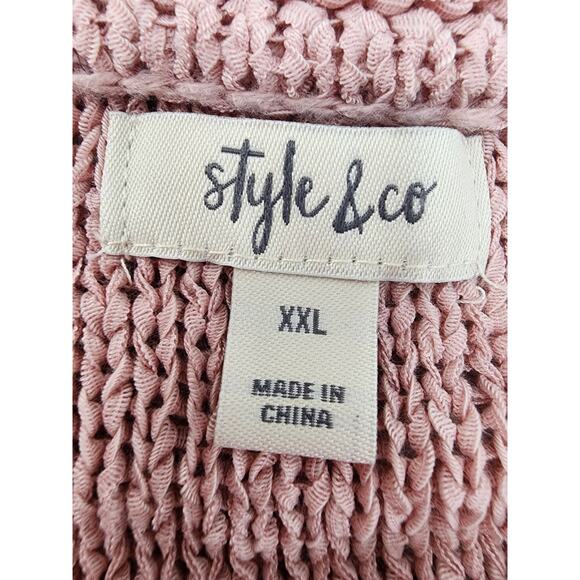 NEW Style&Co Scoop Neck Sweater Size XXL 2X Pink Tonal Color Block Open Stitch - Picture 6 of 11